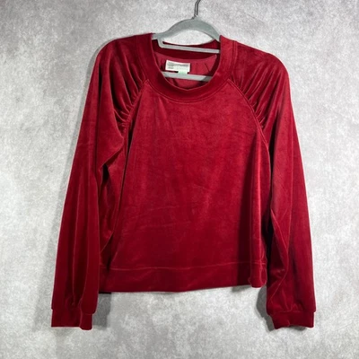 Anthropologie Saturday Sunday Merida Sweatshirt Women Medium Red Velvet Pullover - Image 1 of 4
