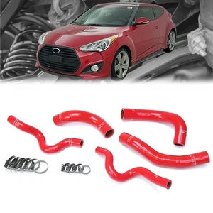 HPS Red Reinforced Silicone Radiator Hose Kit For Hyundai 13-17 Veloster 1.6L - Picture 1 of 1