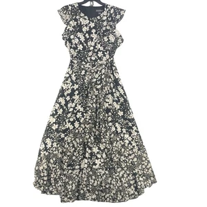 Vestido Jessica Howard Mujer 8 Fluido Floral Volantes Maxi Cinturón Alto Bajo Negro - Imagen 1 de 13