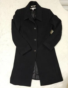 Abrigo de lana Larry Levine para mujer talla M negro forrado pesado 3 botones - Imagen 1 de 11