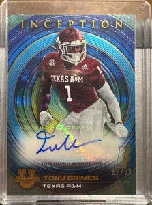 2022-23 Bowman Inception University Auto Blue Foil 57/99 Tony Grimes #BIA-TG - Picture 1 of 3