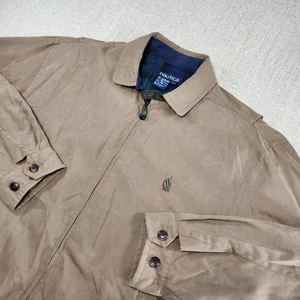 Vintage Nautica Sailing Jacket Men Large Bi Swing Chinstrap Bomber Flannel Lined - Picture 1 of 11