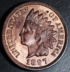 1897 INDIAN HEAD CENT - BU MS UNC - *SNOW-22* A 3 STAR VARIETY With MINT LUSTER! - Picture 1 of 8