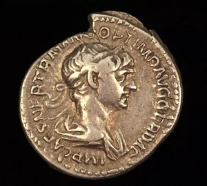 Ancient Roman Imperial Coins Trajan Silver AR Denarius Fortuna Seated, FORT RED. - Picture 1 of 2