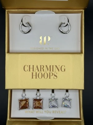 Aros con encanto para fiesta bomba ER60882 ella ama un momento moderno circonita cúbica y topacio Foto 1 de 4