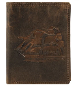 Cartera de cuero Accent Basic RFID protección cartera marrón motivo velero - Imagen 1 de 4