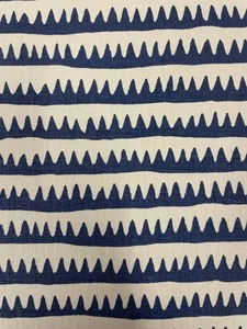 7,375 Yard Schumacher Korfu Streifen Marineblau auf Beige Leinen/Baumwoll Stoff 177970 - Bild 1 von 14