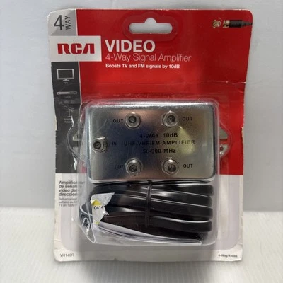 RCA 10db Video System Signal Amplified 4-Way Model VH140 900mHz UHF/VHF/FM - Image 1 of 3