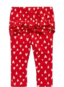 Old Navy Baby Size 12-18 Months ~ Red Hearts Ruffle Back Leggings .. NWT - Picture 1 of 3