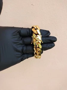 14k Gold Plated Miami Cuban Link 18mm Bracelet - Picture 1 of 2