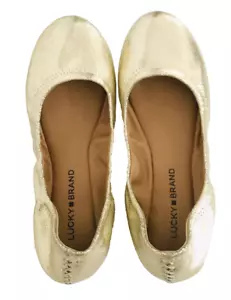 Lucky Brand Elysia goldfarbene flache Damen-Ballerinas Größe 7,5 Slipper - Bild 1 von 7