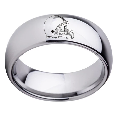 Cleveland Browns Football Team Stainless Steel Silver Ring Band Size 6-13 Cover