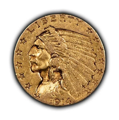 1914-D G$2.50 Indian Head Gold Quarter Eagle - Some Luster - XF/AU - SKU-G3819 - Image 1 of 4