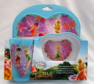 Heart Shape Tinkerbell & Fairies Mealtime Dinnerware Set Plate,Bowl and Cup-New! - Picture 1 of 3