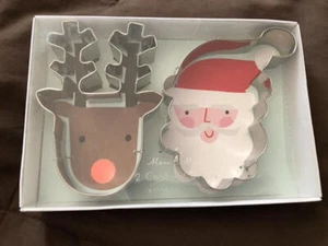 Meri Meri Babbo Natale viso e renna con corna tagliabiscotti 4" NUOVO metallo - Foto 1 di 4