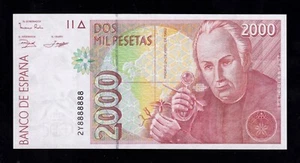 F.C. NÚMERO CURIOSO , 2000 PESETAS 1992 (1995) , SERIE 2Y , S/C . - Picture 1 of 2