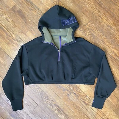 Mizuno Reputation Black Ronda Rousey Cropped Hoodie Sweatshirt Quarter Zip - Image 1 of 4