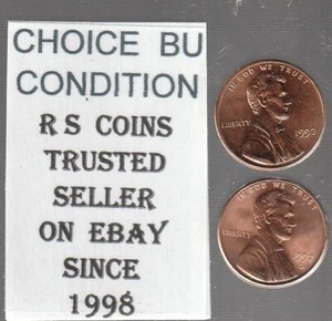 Centavos Lincoln 1992 y 1992D ~ monedas a elección sin circular/RS envío rápido - Imagen 1 de 1