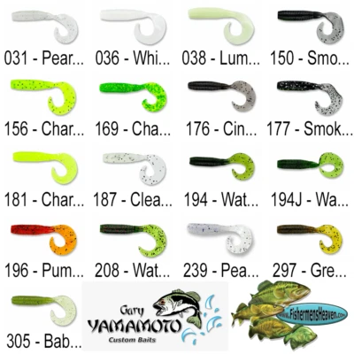 Gary Yamamoto Grub (40-20) Single Curly Tail 4 Inch Any 17 Color Fishing Baits