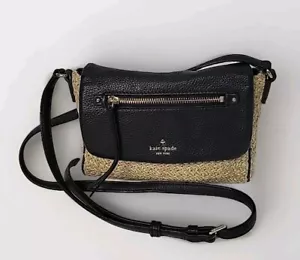 Kate Spade Womens Snap Closure Raffia Leather Trim Crossbody Handbag Beige Size - Picture 1 of 15