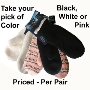 Isotoner Damen Fäustlinge Einheitsgröße (passt den meisten) nur weiß - aus schwarz und pink - Bild 1 von 4