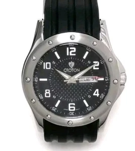 Croton Herren schwarz Gummi Edelstahl Uhr CA301108 - Bild 1 von 5