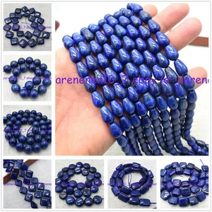 Natural Authentic Various Shapes Blue Lapis Lazuli Loose Beads DIY 15inch  - Picture 1 of 25