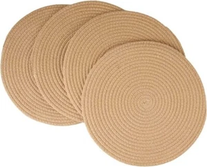 Jute Placemats Heat Resistant Dining Table Mats Set Of 4 (12" x 12") - Picture 1 of 7