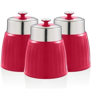 Swan Retro Tea Coffee and Sugar Canisters Set, Kitchen Storage, Red - SWKA1024RN - Picture 1 of 3