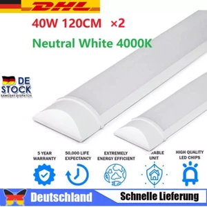 2TIg 40W 120cm LED Röhren 4000K Feuchtraumleuchte Werkstatt Deckenleuchte Lamp - Bild 1 von 15