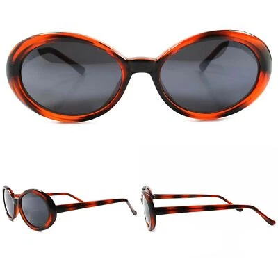 Deadstock Mirrored Lens Classic True Vintage Fashion Brown Black Oval Sunglasses - Image 1 of 4