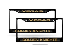 Las Vegas Golden Knights Black Metal (Set of 2) Laser Cut License Plate Frames - Picture 1 of 6