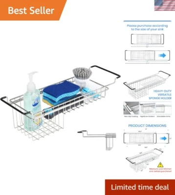 304 Stainless Steel Expandable Sink Caddy Organizer - Adjustable & Sturdy - Image 1 of 4