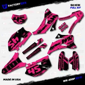Black & Pink Slick Racing Graphics Kit fits Yamaha WR450F 07-11 Decals WR 450F - Foto 1 di 5