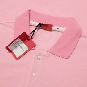 Isaia NWT Short Sleeve Pique Polo Shirt Size Medium in Pink 100% Cotton - Picture 1 of 10