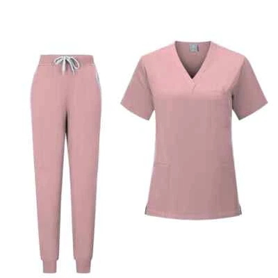 Uniforme médico elástico alto quirófano enfermera médico jogger pantalón traje exfoliante Foto 1 de 4