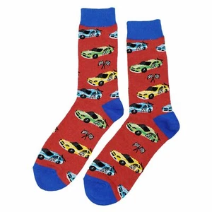 NWT Race Car Dress Socks Novelty Men 8-12 Red Crazy Fun Sockfly - Picture 1 of 4