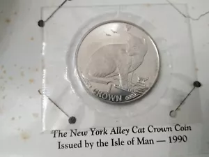 VTG. 1990 Isle of Man One Crown New York Alley Cat Coin (SEALED) - Picture 1 of 7