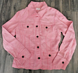 J. Jill ladies 100% linen jacket blazer button Down Coral colored size XS