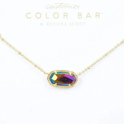 NWOT Kendra Scott Elisa Satellite Iridescent Blue Goldstone Necklace Gold Plated - Image 1 of 4