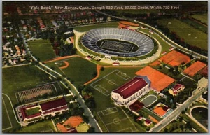 Postcard New Haven Connecticut Yale Bowl Football Aerial View - Picture 1 of 2