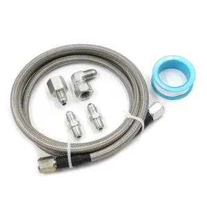 Steel Braided Turbo Oil Feed Line -4AN, Pressure Stainless Remote Turbocharge... - Picture 1 of 7