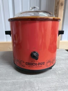 Vtg Rival Crock pot Slow Cooker Server 3100 Red Orange Glass Lid 3.5qt  *TESTED - Picture 1 of 11