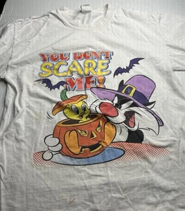 Vintage 90s Y2K Sylvester And Tweety Looney Tunes You Don’t Scare Me Teeshirt L - Bild 1 von 16
