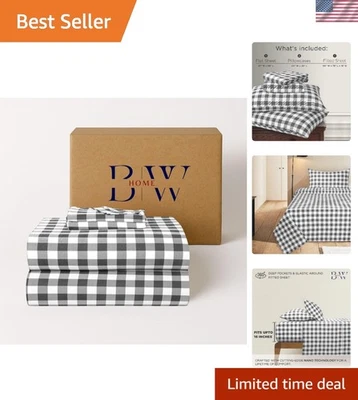 Printed Flannel Sheet Set, 100% Organic Cotton, Six-Fold Brushed, Super Soft,... - Image 1 of 4