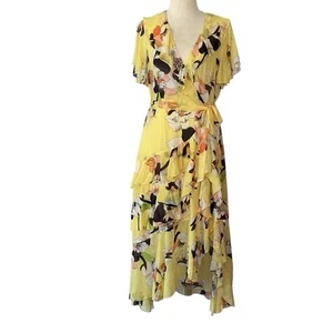 Hermoso Maxi Vestido Floral Kate And Lily Amarillo Chifón Volantes Para Mujer’s 14 - Imagen 1 de 7