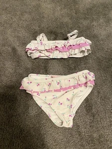 Juicy Couture Girls 3/6 Purple Floral 2pc Swimsuit Set Bikini 3 6 Swim Ruffle - Picture 1 of 4