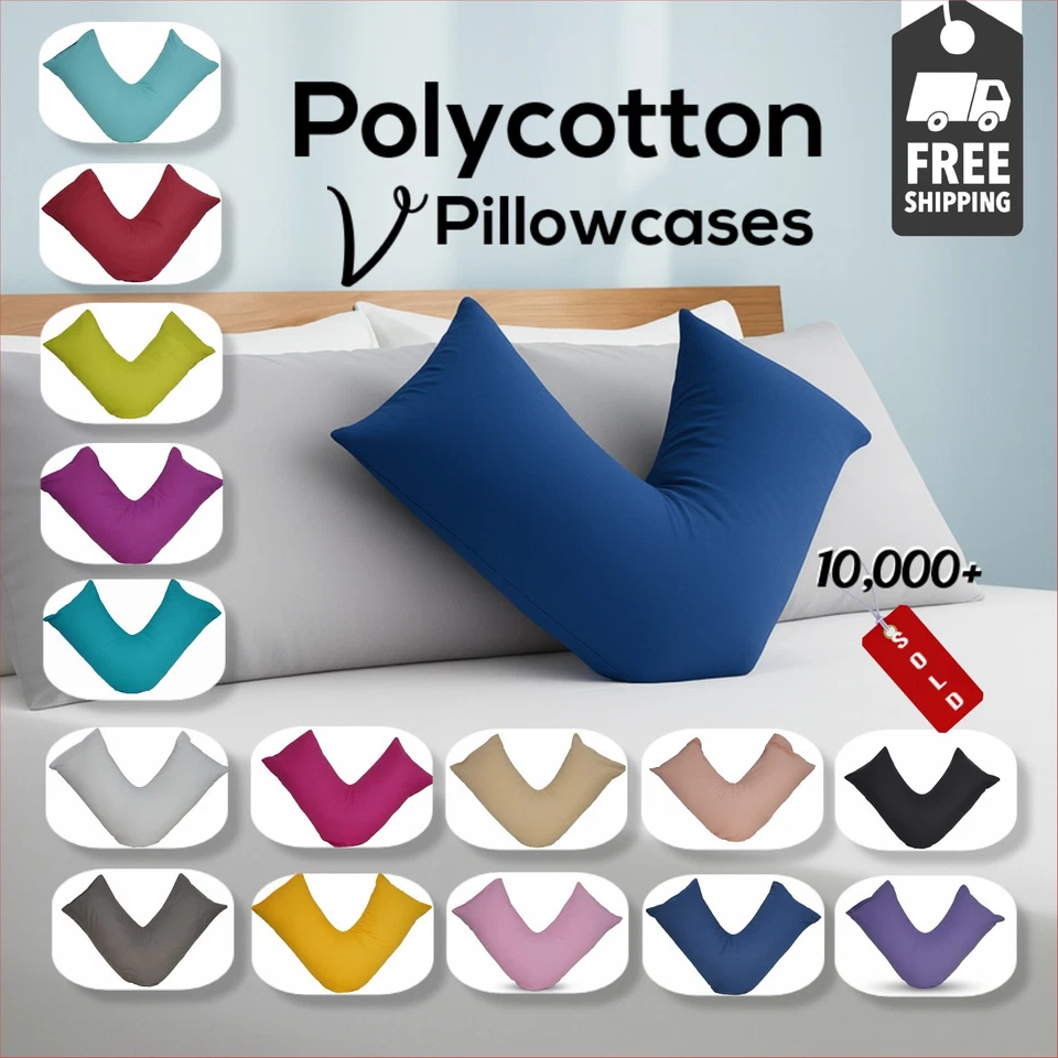 V Pillowcases Covers Polycotton Back Neck Maternity Support V Cushion Cases Only - Image 1 of 1