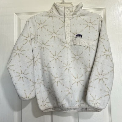 Pulôver de lã Patagonia Girls Synchilla Snap-T M 10 Reg inverno estampa de floco de neve - Imagem 1 de 4