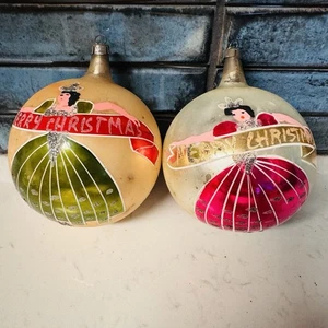 Buon Natale Mercurio Vetro Ornamento Principessa Ballerina 4" Dipinta a Mano Anni 50 - Foto 1 di 7